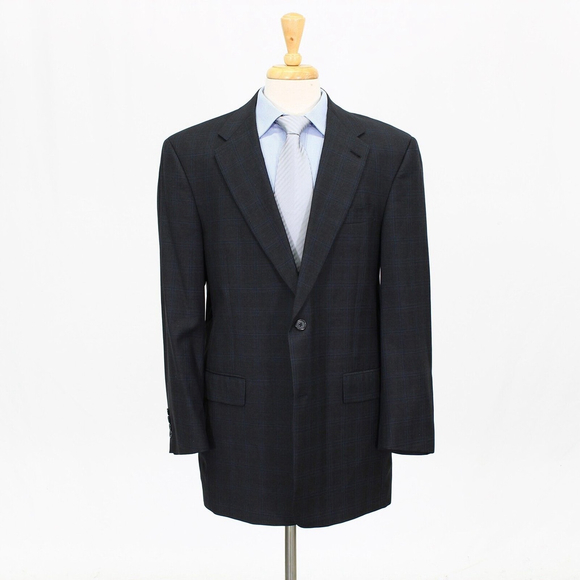 Hart Schaffner Marx Golden Trumpeter 42R Gray Sport Coat Jacket Check B368